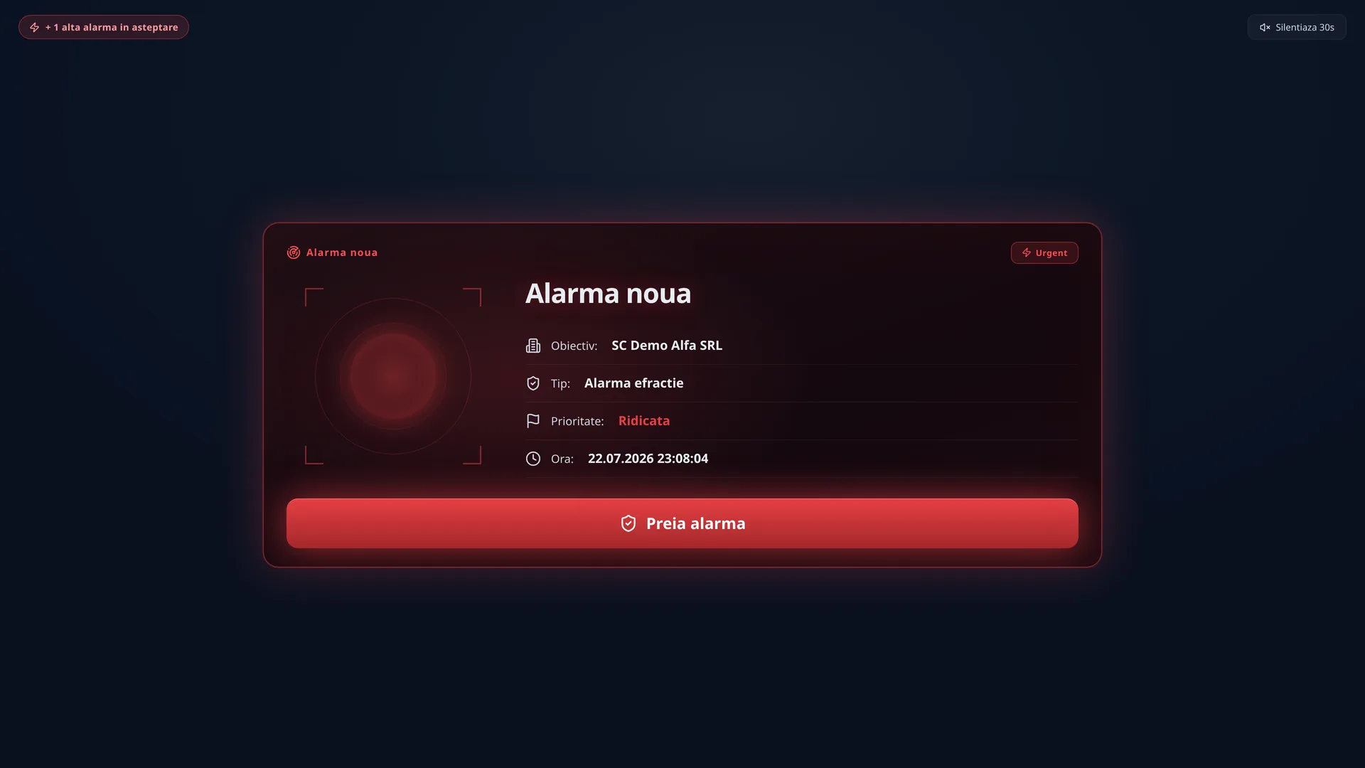 Alarmă nouă de efracție, pe tot ecranul
